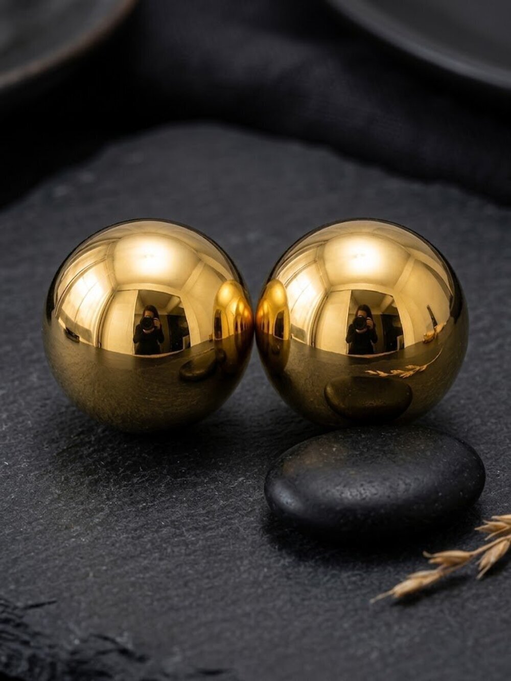 Gold Dome Stud Earrings Chunky Half Sphere Ball Clean Girl Stainless 0.5" - Picture 5 of 16